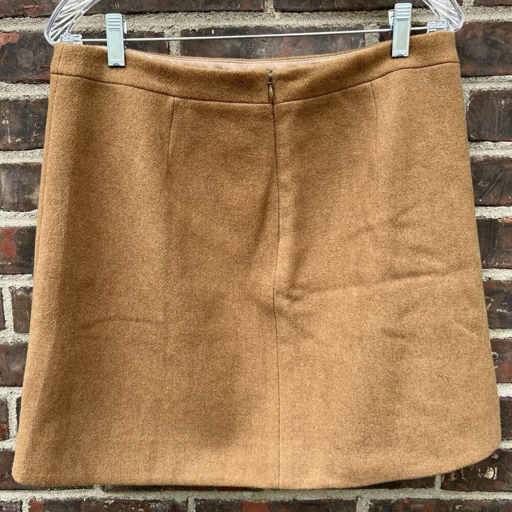 J. CREW Mercantile CAMEL Ruffle-Front Mini Skirt Thanksgiving Blend Lined Sz 10 - Picture 2 of 6